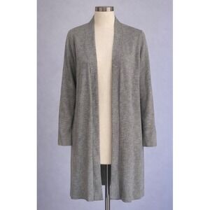 Ann Taylor LOFT Gray Merino Wool Cashmere Blend Open Front Longline Cardigan M